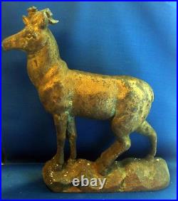 Rare Large & Heavy 19th century Antique Cast Iron Stag Deer Door Stop