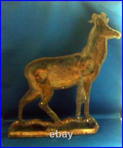 Rare Large & Heavy 19th century Antique Cast Iron Stag Deer Door Stop