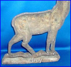Rare Large & Heavy 19th century Antique Cast Iron Stag Deer Door Stop