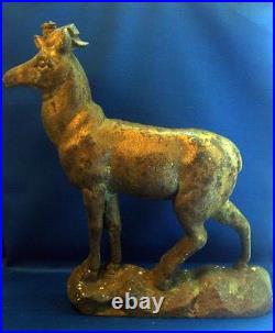 Rare Large & Heavy 19th century Antique Cast Iron Stag Deer Door Stop