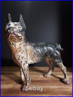 Rare Left Facing Antique Boston Terrier Cast Iron Door Stop