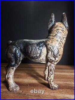 Rare Left Facing Antique Boston Terrier Cast Iron Door Stop