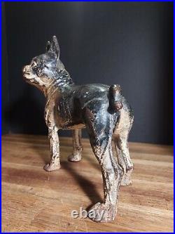 Rare Left Facing Antique Boston Terrier Cast Iron Door Stop