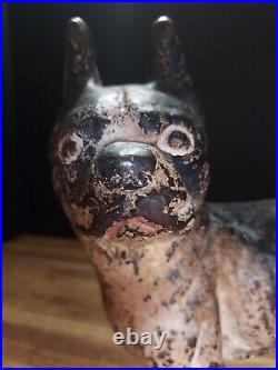 Rare Left Facing Antique Boston Terrier Cast Iron Door Stop