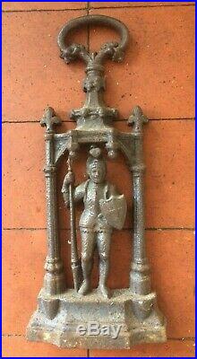 Rare Victorian Cast Iron Medieval Knight / Guard in Armour Door Stop