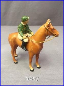 Rare Vintage 1931 Hubley Cast Iron Race Horse With Jockey Toy/door Stop