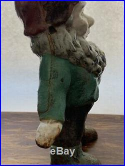 Rare Vintage Antique Cast Iron Garden Gnome / Elf Figurine Statue Doorstop
