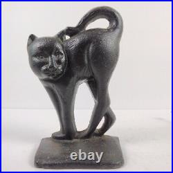 Rare Vintage Cast Iron Black Cat Doorstop / Bookend