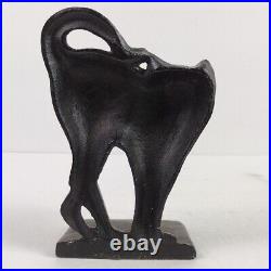 Rare Vintage Cast Iron Black Cat Doorstop / Bookend