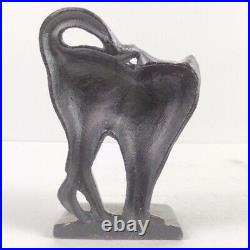 Rare Vintage Cast Iron Black Cat Doorstop / Bookend