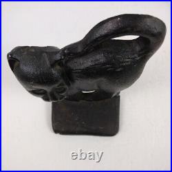 Rare Vintage Cast Iron Black Cat Doorstop / Bookend