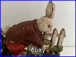 Rare Vintage Cast Iron Peter Rabbit Doorstop - Original Paint
