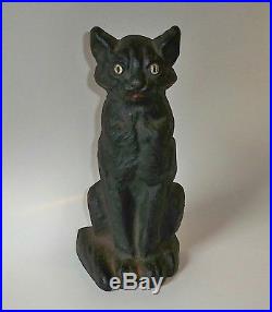 Rare Vintage Gothic 1920's National Foundry Cast Iron Tall Black Cat Doorstop