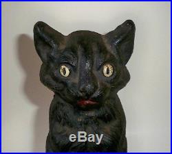 Rare Vintage Gothic 1920's National Foundry Cast Iron Tall Black Cat Doorstop
