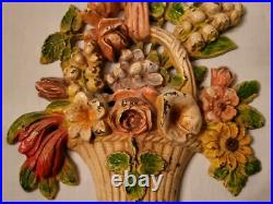 Rare Vintage Hubley Cast Iron Basket Of Flowers Doorstop #189 Orig Paint Nice