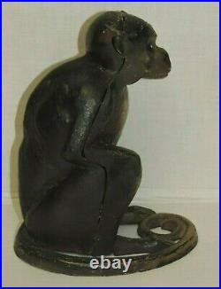Rare Vintage Hubley Cast Iron Monkey Door Stop Figure