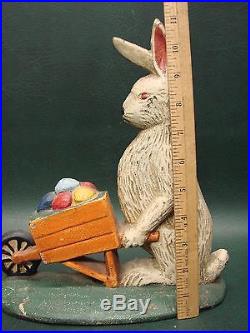 Rare Vtg. Tom Breen Cast Iron Indian Summer Bunny Rabbit Easter Eggs Doorstop
