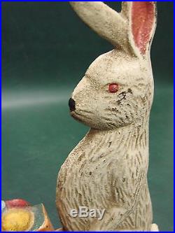 Rare Vtg. Tom Breen Cast Iron Indian Summer Bunny Rabbit Easter Eggs Doorstop