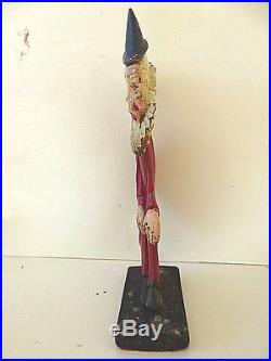 Rare all original vintage 1940 cast iron doorstop, Hubley 2 sided clown, cover