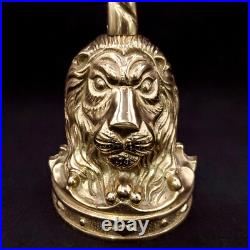 Regency Lion's Head Solid Metal Brass Door Stop Animal King Golden Yellow Color