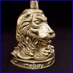 Regency Lion's Head Solid Metal Brass Door Stop Animal King Golden Yellow Color