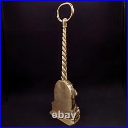 Regency Lion's Head Solid Metal Brass Door Stop Animal King Golden Yellow Color