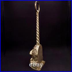Regency Lion's Head Solid Metal Brass Door Stop Animal King Golden Yellow Color