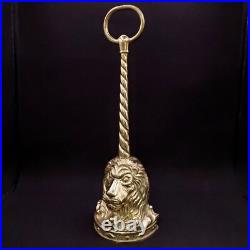 Regency Lion's Head Solid Metal Brass Door Stop Animal King Golden Yellow Color