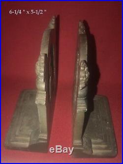 SIGNED RARE EARLY Old Bradley&Hubbard Cast Iron Peacock Book Ends / Door Stops