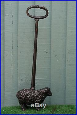 SUPERB 19th C ARCHITECTURAL CAST IRON DOORSTOP WITH ROUNDED SHEEP TO BASE c1880s