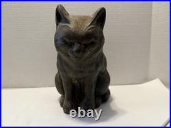 Scarce Antique HUBLEY USA SLEEPING CAT? Doorstop Door Stop Cast Iron Full Roun
