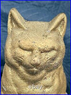 Scarce Antique HUBLEY USA SLEEPING CAT? Doorstop Door Stop Cast Iron Full Roun