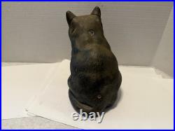 Scarce Antique HUBLEY USA SLEEPING CAT? Doorstop Door Stop Cast Iron Full Roun