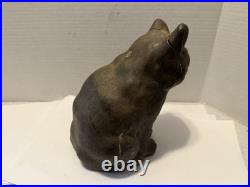 Scarce Antique HUBLEY USA SLEEPING CAT? Doorstop Door Stop Cast Iron Full Roun