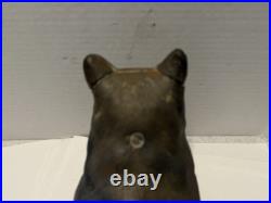 Scarce Antique HUBLEY USA SLEEPING CAT? Doorstop Door Stop Cast Iron Full Roun