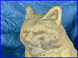 Scarce Antique HUBLEY USA SLEEPING CAT? Doorstop Door Stop Cast Iron Full Roun