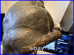 Scarce Antique HUBLEY USA SLEEPING CAT? Doorstop Door Stop Cast Iron Full Roun