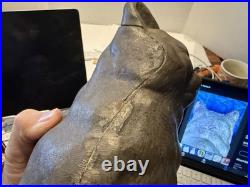 Scarce Antique HUBLEY USA SLEEPING CAT? Doorstop Door Stop Cast Iron Full Roun