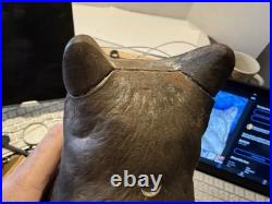 Scarce Antique HUBLEY USA SLEEPING CAT? Doorstop Door Stop Cast Iron Full Roun