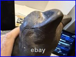 Scarce Antique HUBLEY USA SLEEPING CAT? Doorstop Door Stop Cast Iron Full Roun