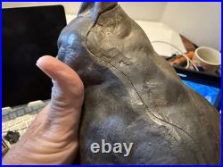 Scarce Antique HUBLEY USA SLEEPING CAT? Doorstop Door Stop Cast Iron Full Roun