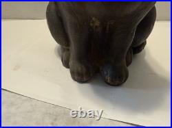 Scarce Antique HUBLEY USA SLEEPING CAT? Doorstop Door Stop Cast Iron Full Roun
