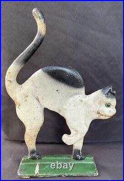 Scarce Cast Iron Doorstop Cat withRare Original Eye Hubley, John Wright, Unknown