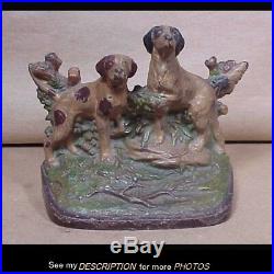 Scarce Hubley Cast Iron Doorstop Hunting Dogs English Pointers in Landscape 281