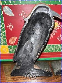 Set Of Two Antique Cast Iron Hand Painted Heron Bird Door Stops Book Ends Rustic