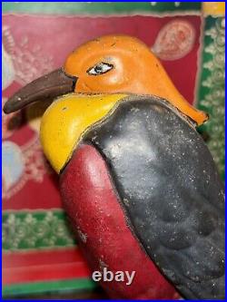 Set Of Two Antique Cast Iron Hand Painted Heron Bird Door Stops Book Ends Rustic
