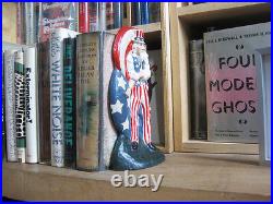 Set of two HEAVY CAST IRON UNCLE SAM BOOKEND DOORSTOP vintage America flag USA