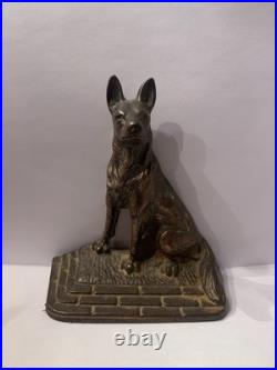 Shepherd /Belgium Malinois Old Cast Iron/Brass Bookend Doorstop Dog