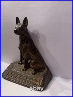 Shepherd /Belgium Malinois Old Cast Iron/Brass Bookend Doorstop Dog