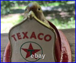 TEXACO FIRE CHIEF Cast Iron Helmet Red Hat Paperweight Doorstop